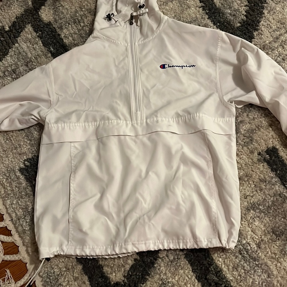 White champion, rain jacket
